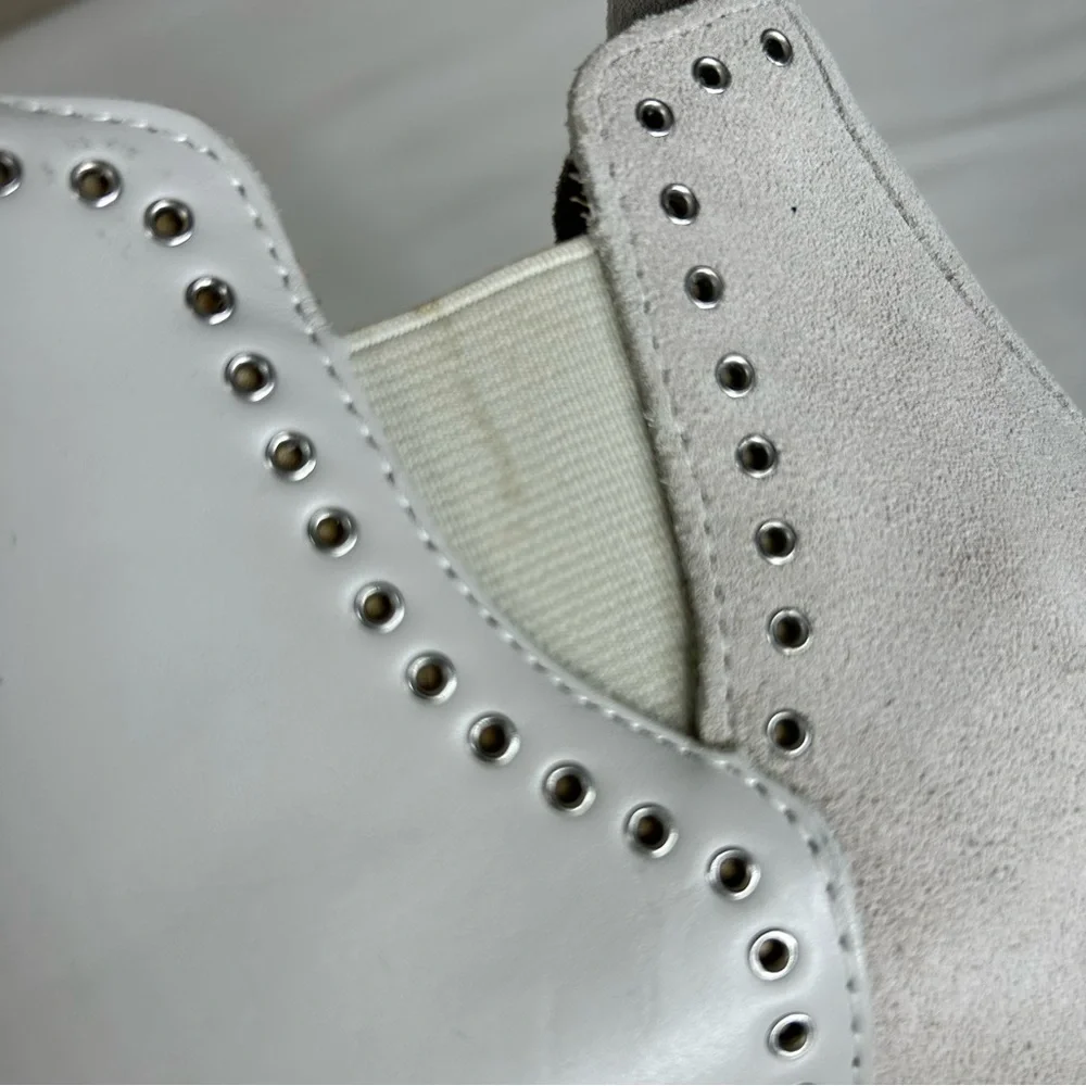 Chelsea & Violet Milo Suede Leather Gray White Eyelet Wedge Slip On Sneakers 8.5